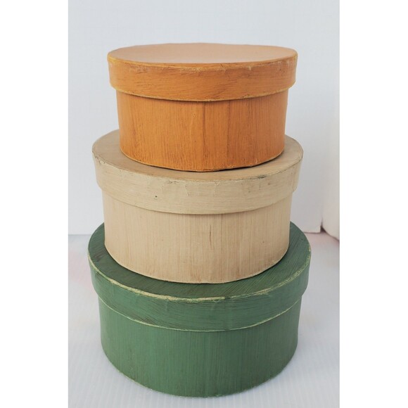 3 Wooden Boxes Farm house Home Decor Nesting Stacking Faith Hope Love Primitive - Picture 6 of 9